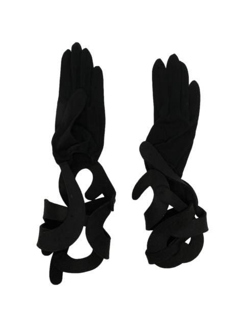 Yohji Yamamoto cut-out detail cotton gloves