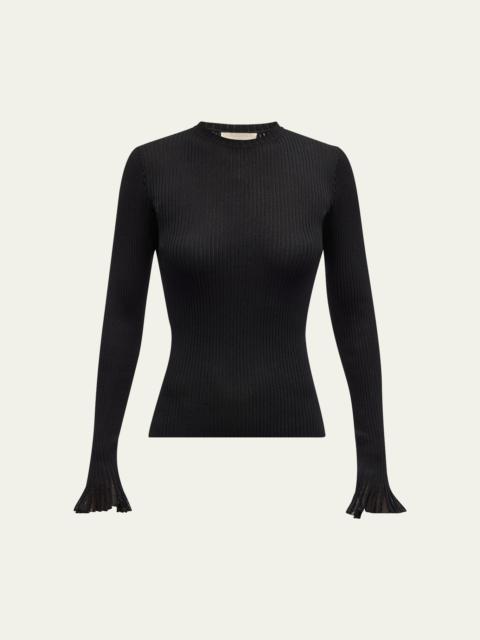 Aster Ribbed Ruffle-Cuff Top