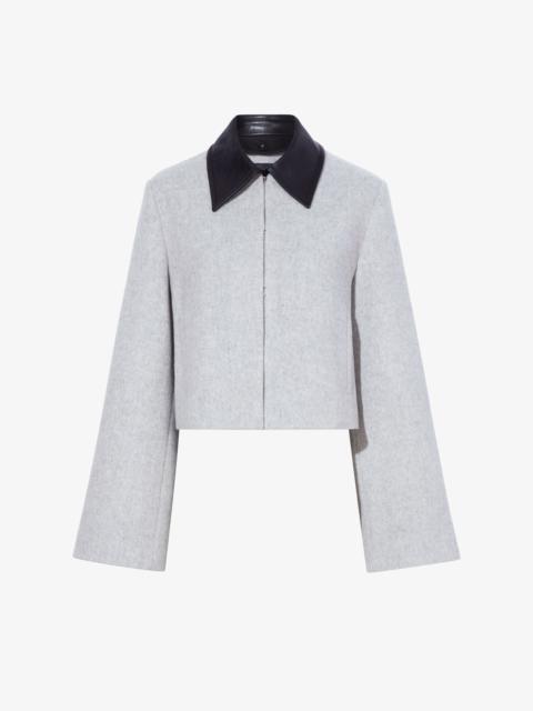 Bridget Cropped Jacket With Leather Collar in Wool