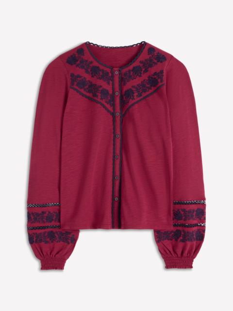 BODEN Trim Detail Jersey Shirt-Rumba Red, Navy Emb