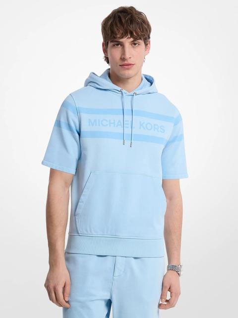 MICHAEL KORS Logo Garment-Dyed Cotton Short Sleeve Hoodie