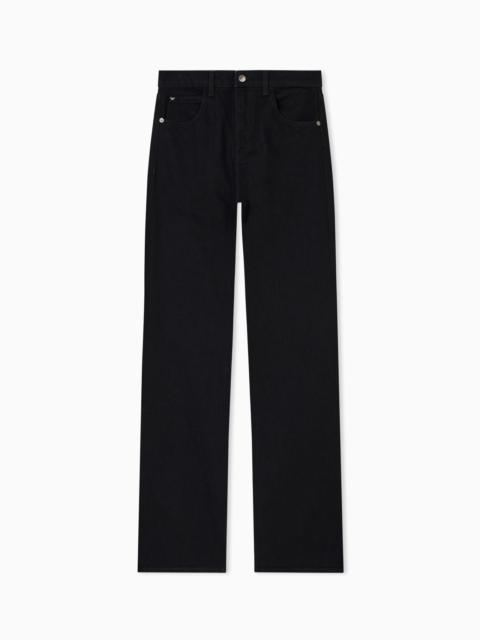 EMPORIO ARMANI J47 Medium high-waisted, flared leg, rinsed comfort-denim jeans