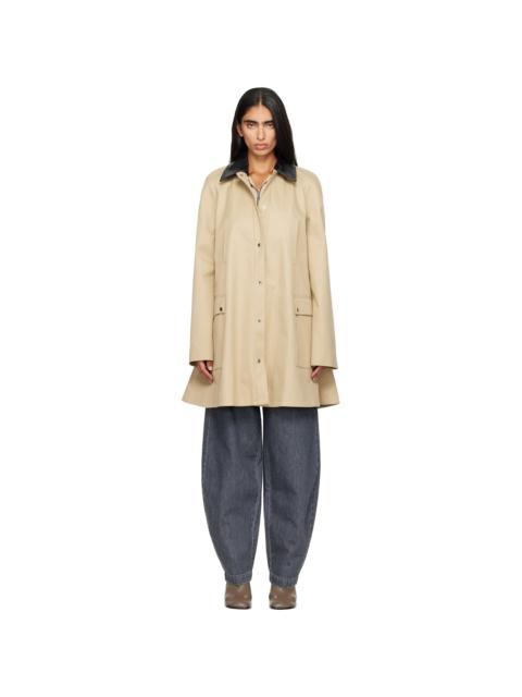 CORDERA Beige Leather Collar Voluminous Coat