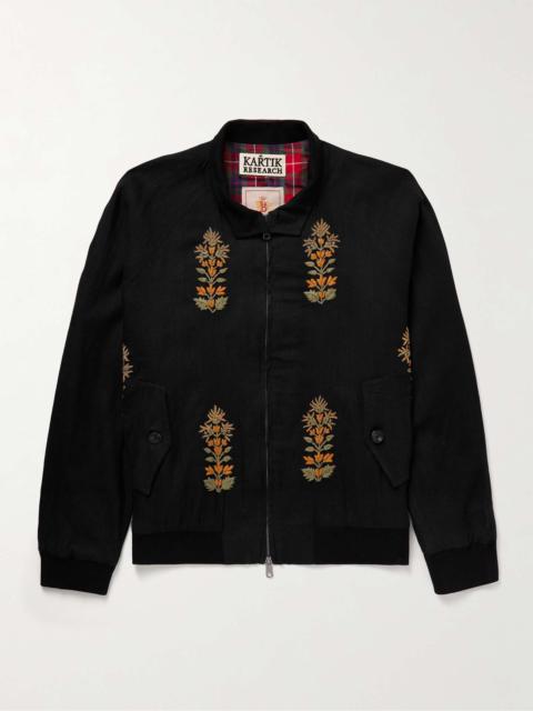 KARTIK RESEARCH + Baracuta Embellished Embroidered  Herringbone Cotton  Jacket