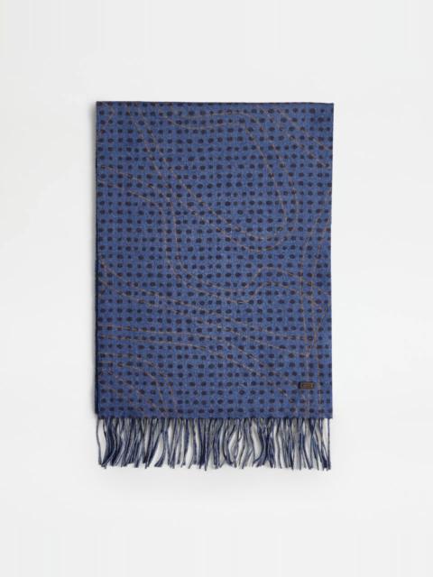 Tod's CASHMERE BLEND SCARF - BLUE