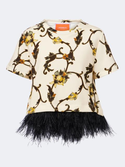 La DoubleJ La Scala fringed printed cotton T-shirt