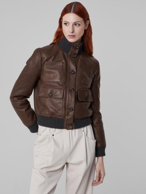 Country nappa leather outerwear jacket with Thermore® padding and shiny tab