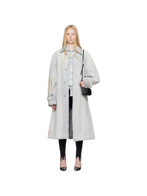 Blue Raglan Denim Trench Coat