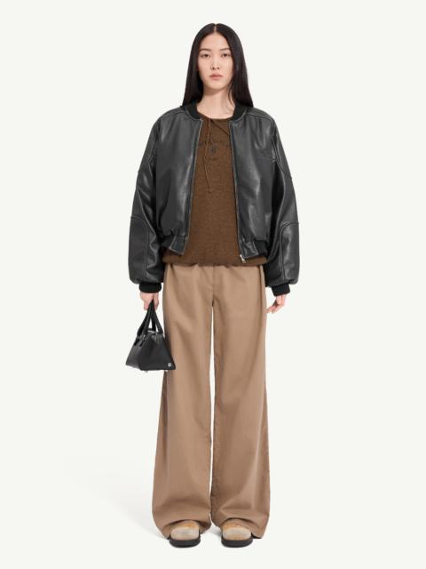 MM6 Maison Margiela Faux leather jacket with rib-knit trim