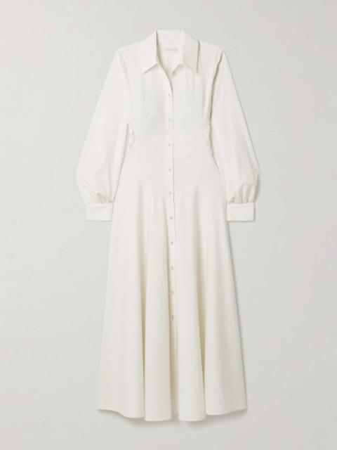 diotima Lewis crocheted cotton-trimmed wool maxi shirt dress Ivory