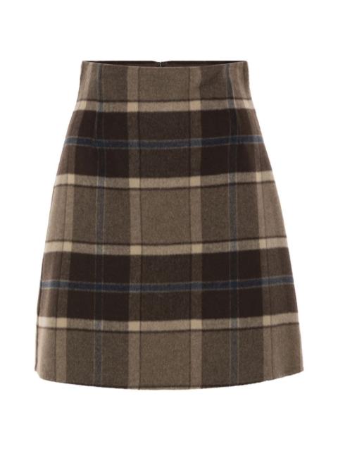 WEEKEND Max Mara short checked wool skirt - brown