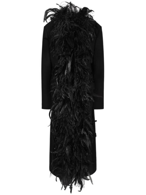 Dolce & Gabbana feather-trim coat