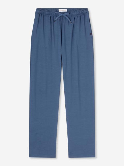 Derek Rose Men's Lounge Trousers Basel Micro Modal Stretch Storm Blue