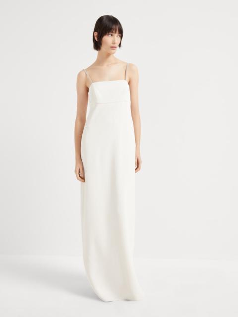 Brunello Cucinelli Silk and acetate crêpe cady square-neck dress with shiny straps