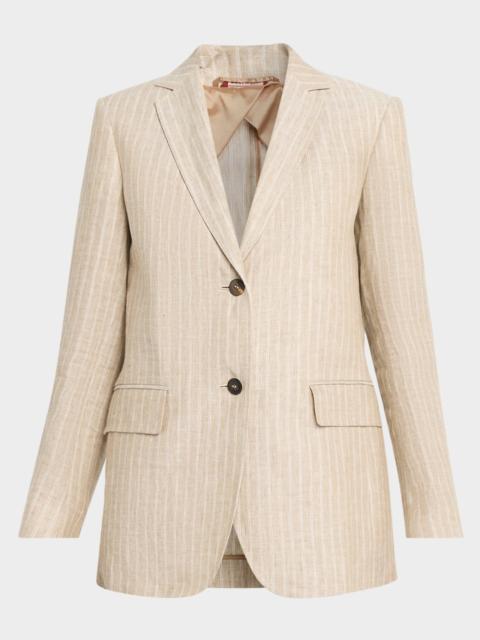 Max Mara Studio Elogio Pinstripe Linen Blazer