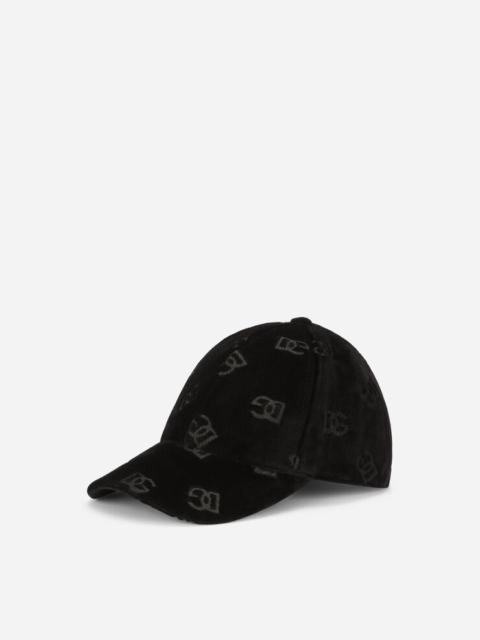 Velvet baseball cap with jacquard DG logo