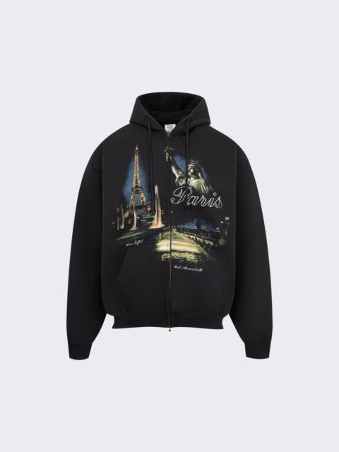VETEMENTS Paris Tourist Zip-up Hoodie Black