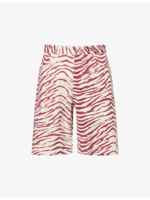 BILLIONAIRE BOYS CLUB Zebra Straight-Leg Denim Shorts