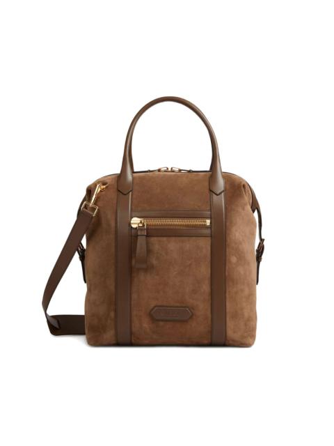 TOM FORD logo-patch suede tote bag
