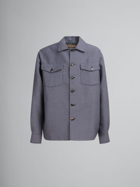 Marni BLUE HOUNDSTOOTH WOOL SHIRT WITH POCKETS