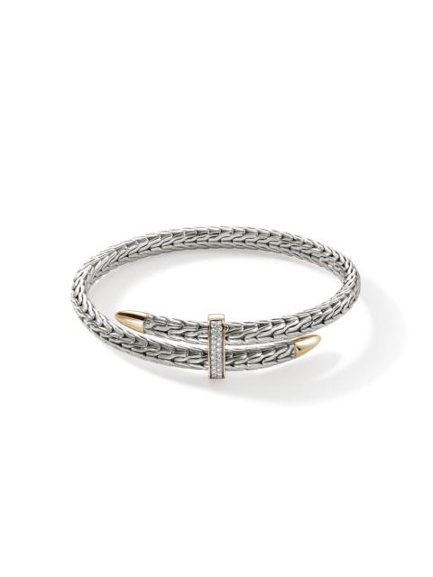 Spear Flex Cuff, Sterling Silver, Gold, Diamonds, 5.5MM