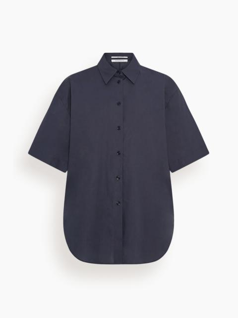 Another Tomorrow Poplin Short Sleeve Shirt in Midnight