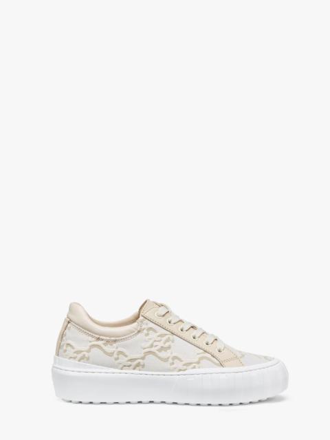 FENDI White fabric low-top sneakers