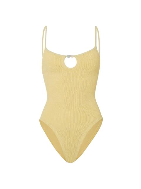 Hunza G Women's Mia Beaded One-Piece Swimsuit - Butter