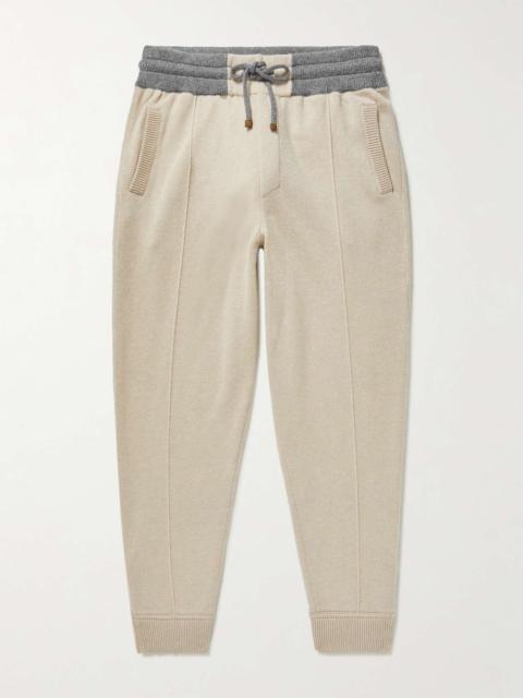 Tapered Two-Tone Cashmere Sweatpants