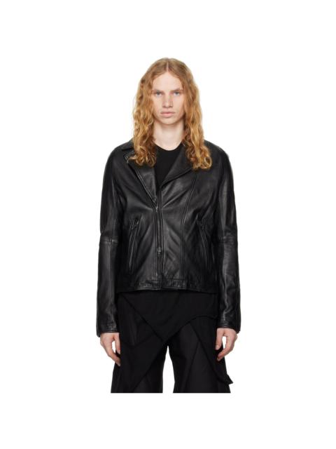 Julius Black Grained Leather Jacket