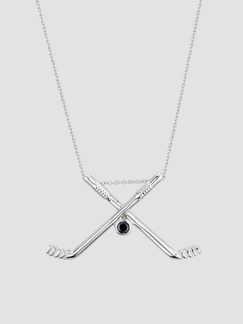 ROBERTO COIN Women's 18K White Gold & 0.07 TCW Black Diamond Hockey Stick Pendant Necklace - White Gold