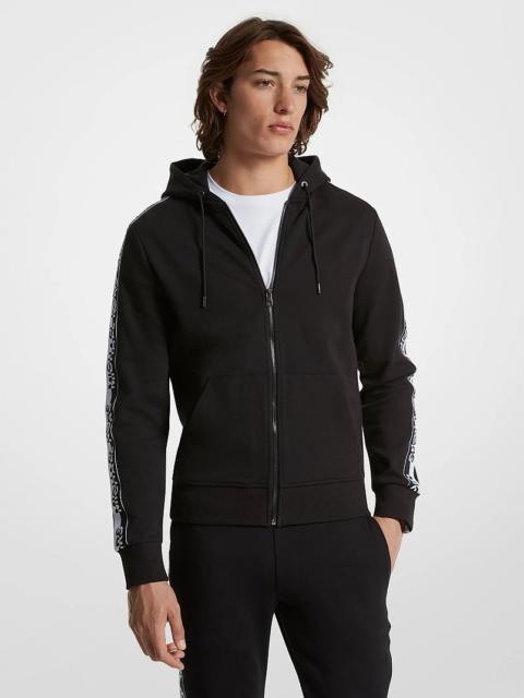 MICHAEL KORS Logo Tape Cotton Blend Zip-Up Hoodie