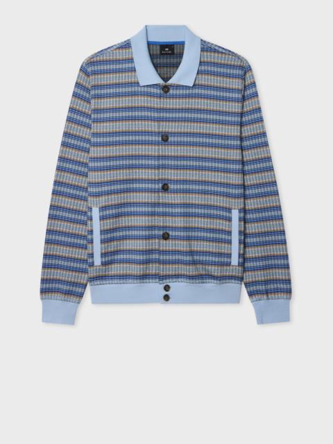 Paul Smith Blue Cotton-Blend Textured Stripe Cardigan