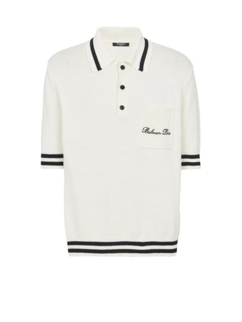 Balmain Wool polo shirt with Balmain Signature embroidery