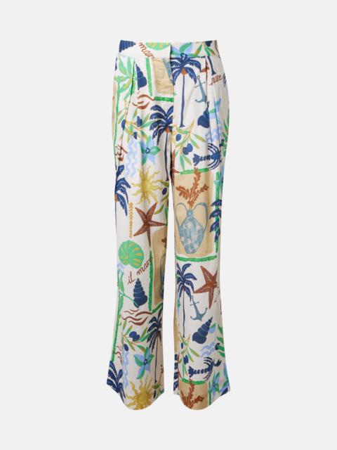 velvet Trixie printed cotton wide-leg pants
