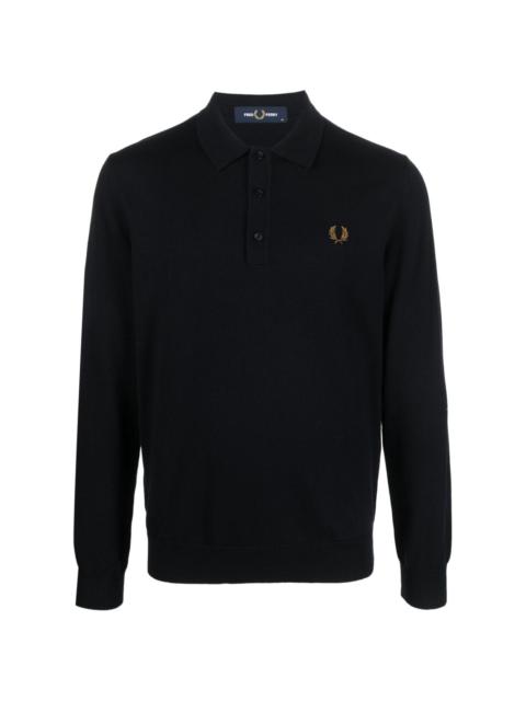 Fred Perry logo-embroidered long-sleeve polo shirt