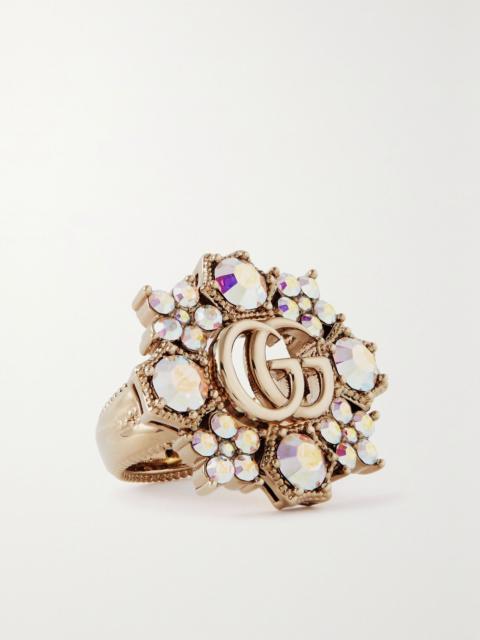 GUCCI GG Marmont gold-tone crystal ring Gold