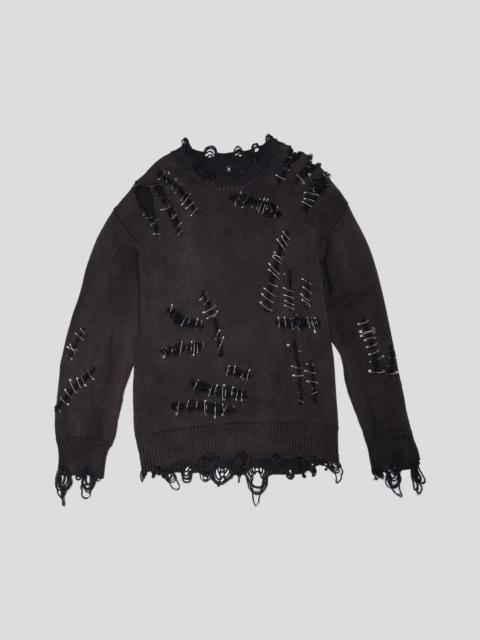 R13 SLASHED BOYFRIEND SWEATER - BLACK WITH PINS - R13