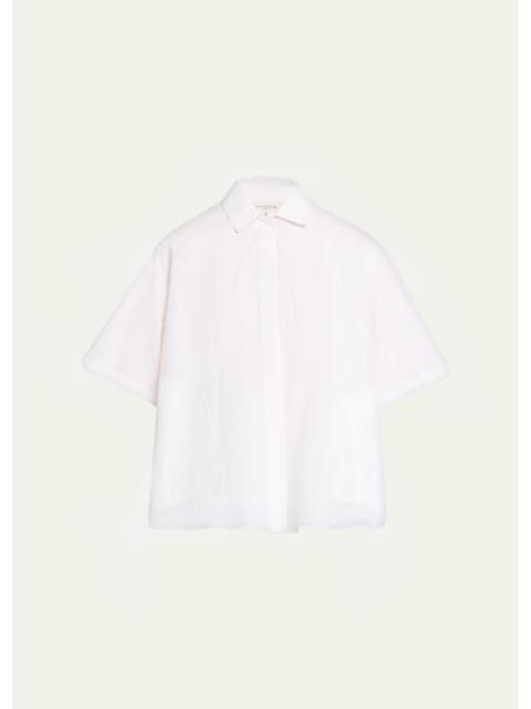 Lafayette 148 New York Pleated Cotton Shirt