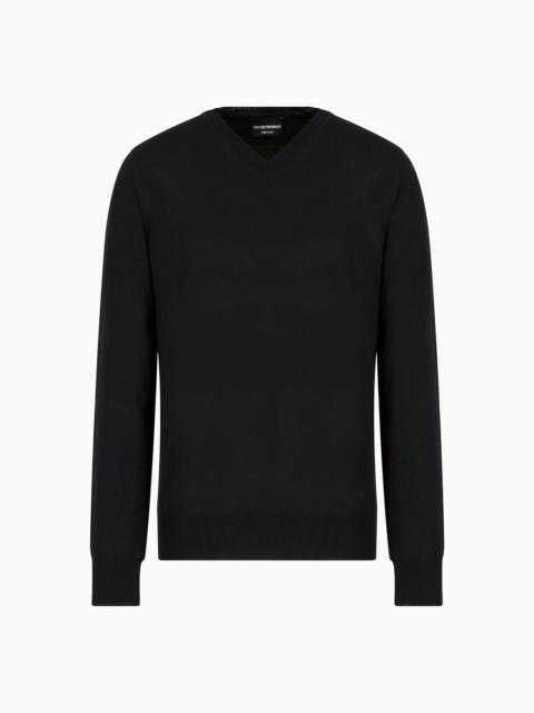 EMPORIO ARMANI Pure virgin wool V-neck jumper