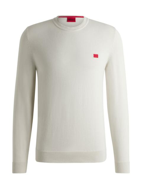 HUGO KNITTED COTTON SWEATER WITH RED LOGO LABEL