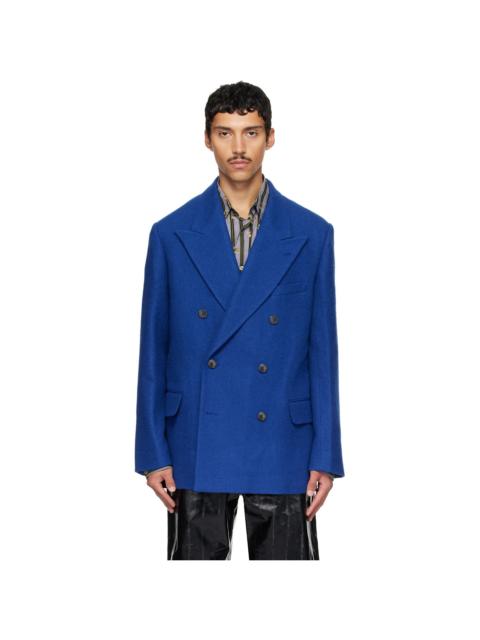 Dries Van Noten Blue Oversized Wool Blazer