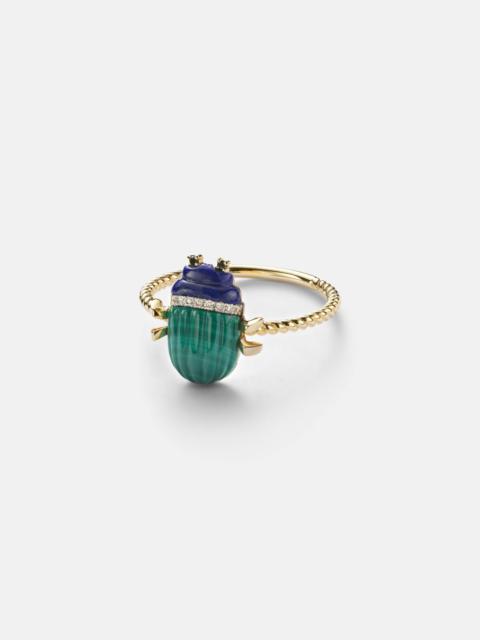 Yvonne Léon Scarabée Mini 9kt gold ring with gemstones