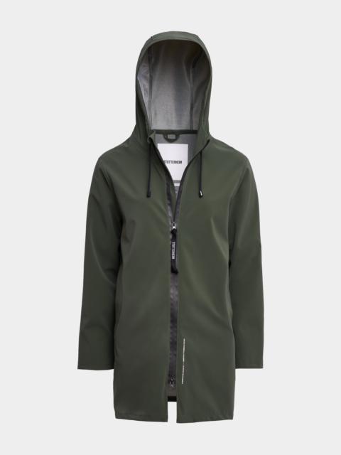 Stutterheim Stockholm Lightweight Matte Zip Raincoat Green