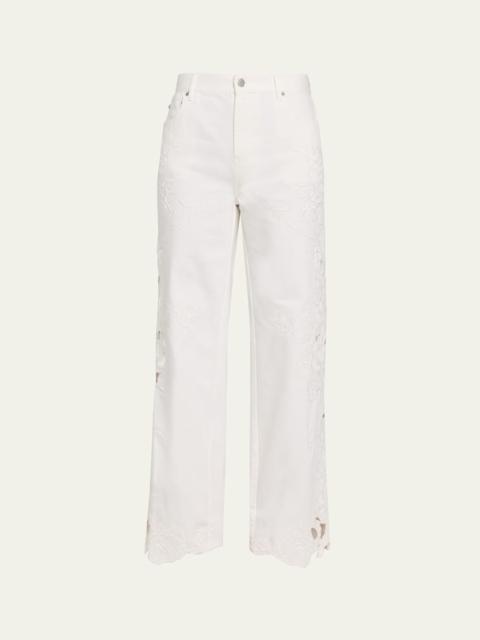 SIMKHAI Porter Floral Embroidered Jeans