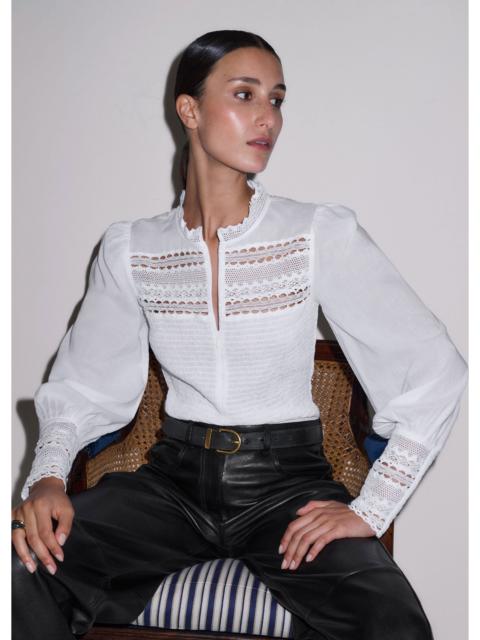 ME+EM Lace Trim Shirred Top