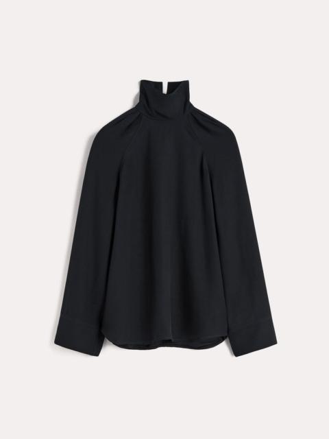 Totême High-neck crepe blouse navy