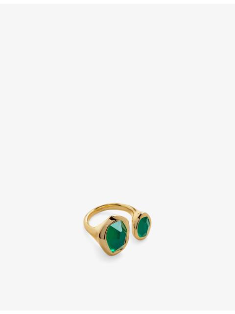 MONICA VINADER Odyssey 18ct Gold Vermeil-Plated 925 Sterling Silver and Onyx Open Ring