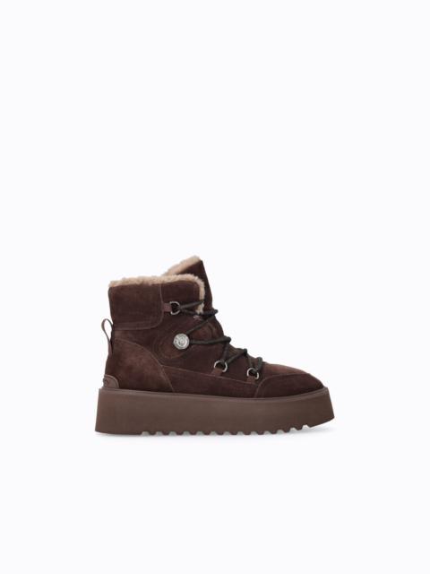 PINKO SUEDE ANKLE BOOTS WITH FAUX FUR LINING