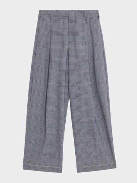 Marni Check Pleated Wide-Leg Trousers